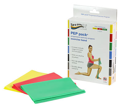 Sup-R Band Latex Free Exercise Band - PEP pack, 3-piece set