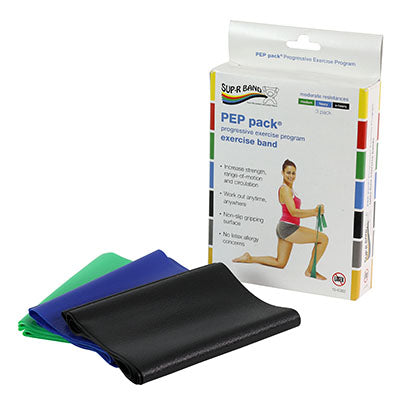 Sup-R Band Latex Free Exercise Band - PEP pack, 3-piece set