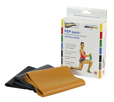 Sup-R Band Latex Free Exercise Band - PEP pack, 3-piece set