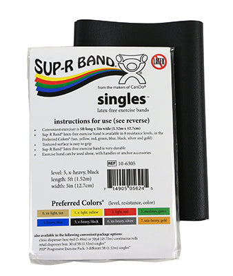 Sup-R Band Latex Free Exercise Band - 5 foot Singles, 5-piece set