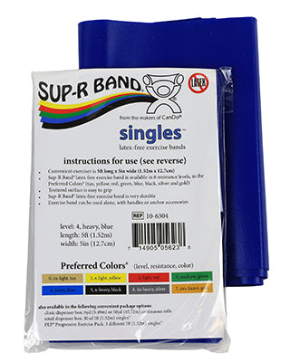 Sup-R Band Latex Free Exercise Band - 5 foot Singles, 5-piece set