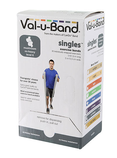 Val-u-Band Resistance Bands, Pre-Cut Strip, 5', Case of 30, Contains Latex