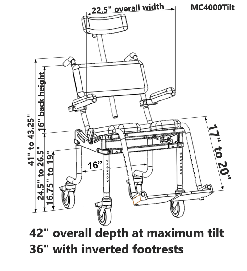 Nuprodx MC4000Tilt Roll-in Shower Chair