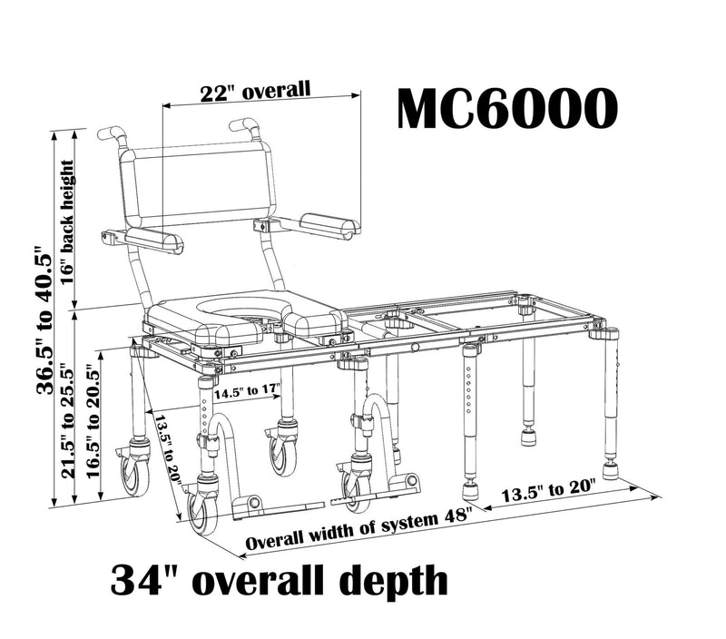 Nuprodx MC6000 - Tub / Commode Slider System