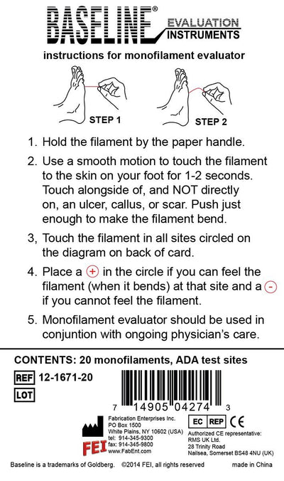 Baseline® Tactile™ Monofilament - ADA Program - Disposable - 5.07 - 10 gram - 20-pack - US MED REHAB