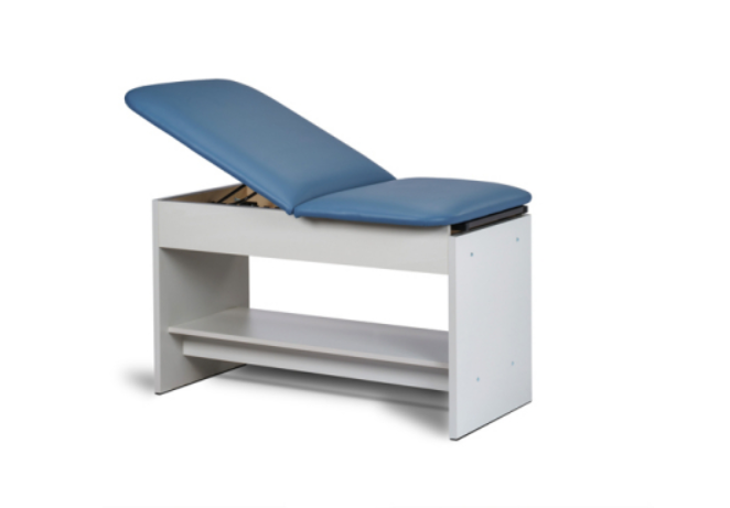 Clinton Exam Table w/ Shelf - Panel Leg Series, Space Saver