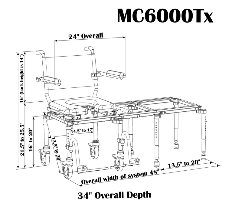 Nuprodx MC6000TX - Portable Tub / Commode Slider System