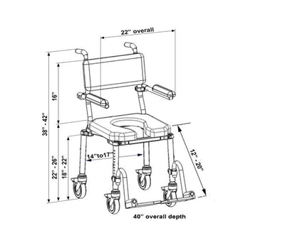 NuProdx MC4000 Shower and Commode Chair - US MED REHAB