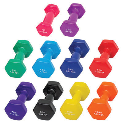 CanDo Vinyl Coated Dumbbell, 10 Piece Set, Version 2