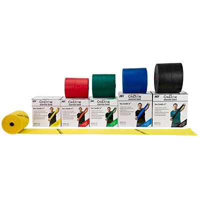 CanDo Low Powder Exercise Band - 50 yard rolls, 5-piece set