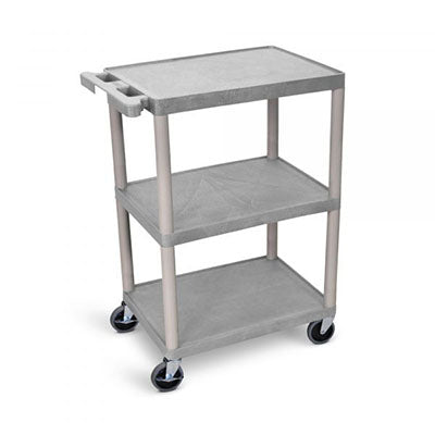 Plastic Utility Cart, 3-Shelf, Grey