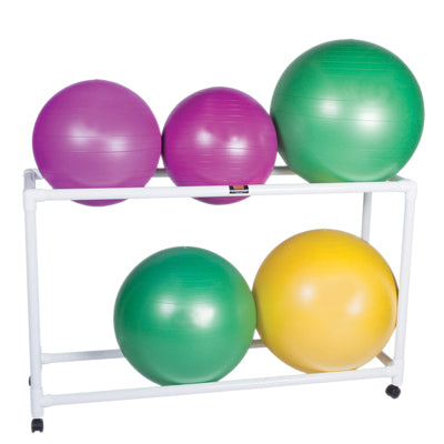 Inflatable Exercise Ball - PVC Stationary Floor Rack, 62" x 20" x 36", 2 Shelf