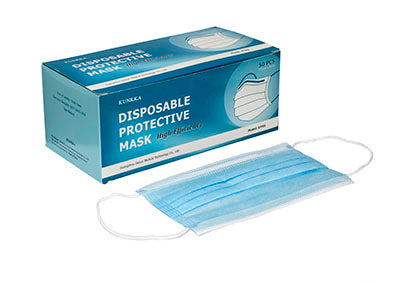 Three-Ply Disposable Face Masks, Box of 50