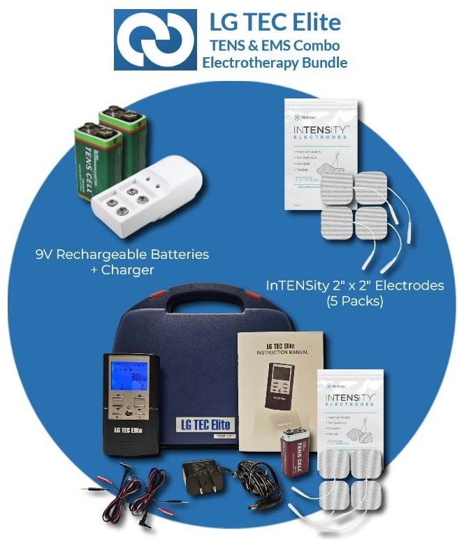 LG TEC Elite Digital TENS & EMS Combo Electrotherapy Device, Bundle