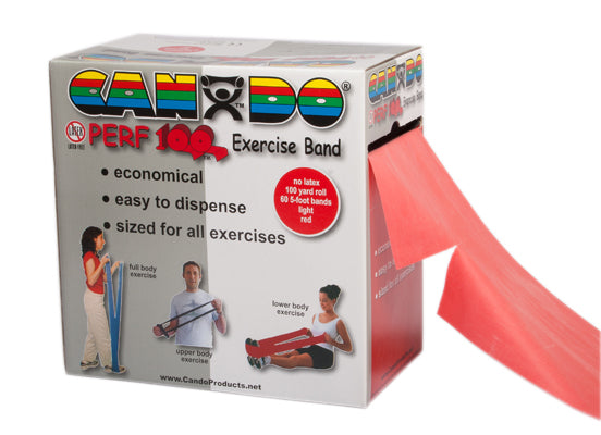 CanDo Latex Free Exercise Band - 100 yard Perf 100 rolls, 5-piece set