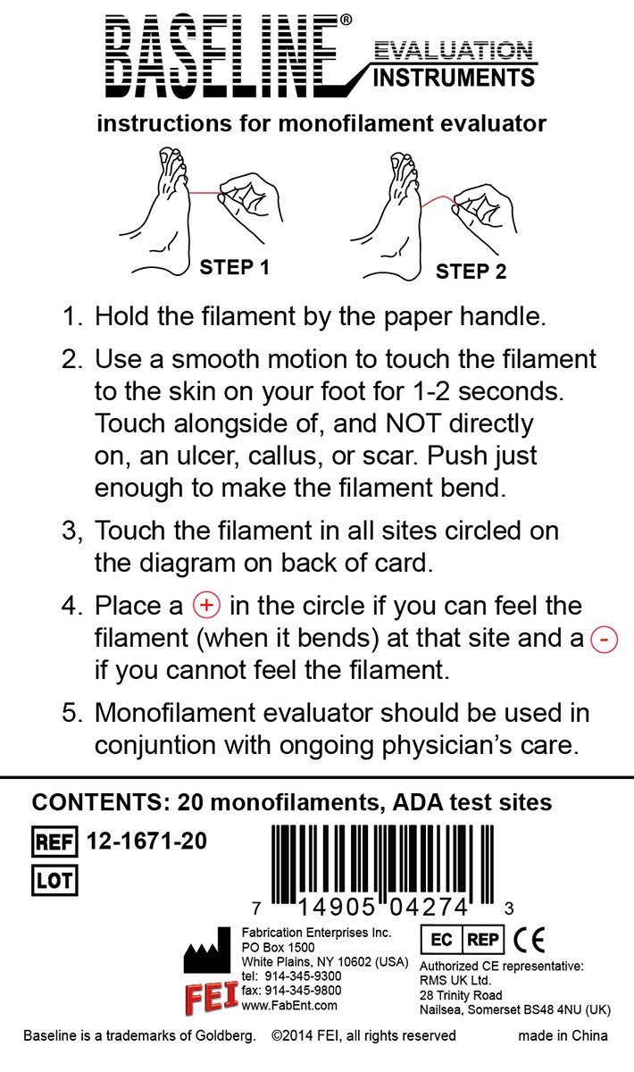 Baseline® Tactile™ Monofilament - ADA Program - Disposable - 5.07 - 10 gram - 20-pack - US MED REHAB